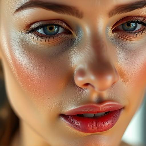 Close-up of a woman's face with healthy, glowing skin